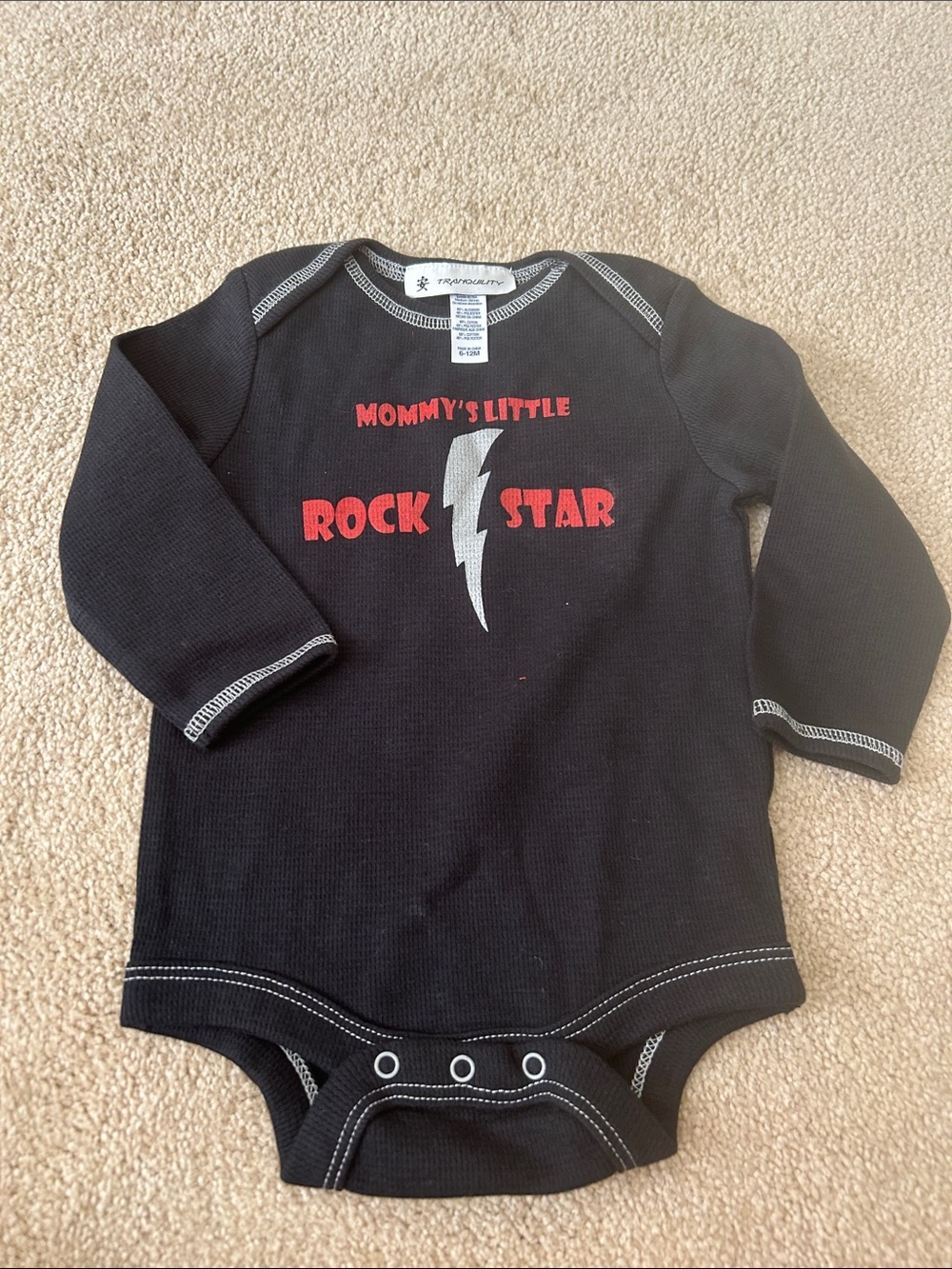 Mommy's Little Rock Star Black Long-Sleeve Baby Bodysuit